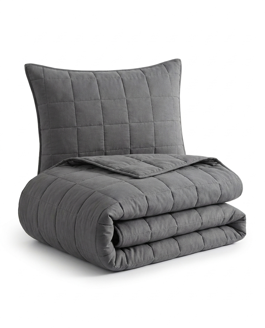 SoftBlend Quilted Coverlet – Charcoal (Full Set)