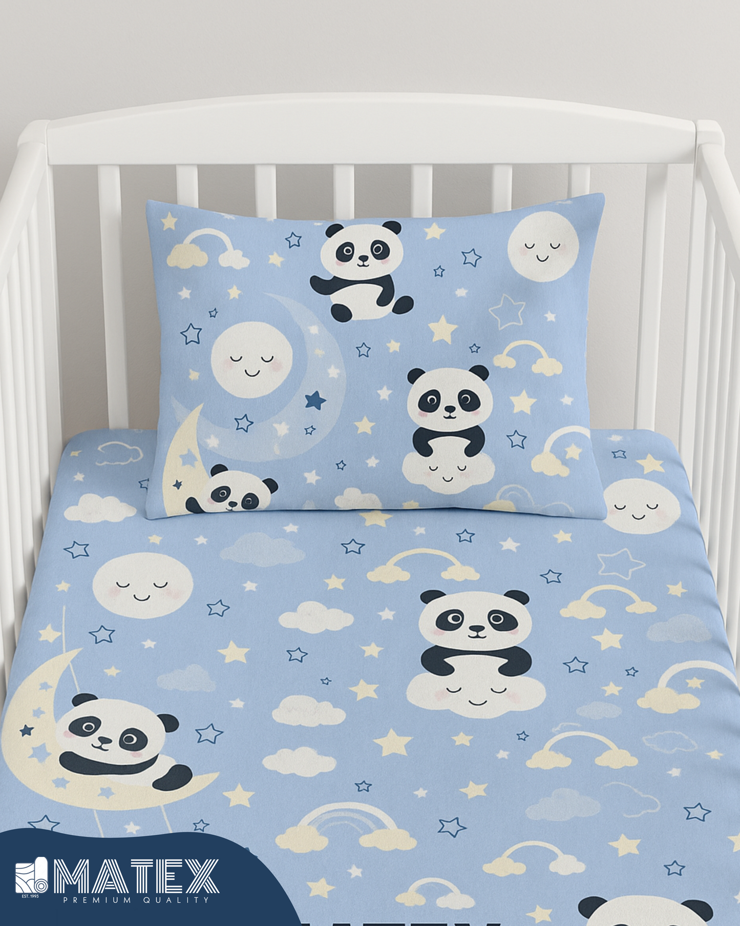 Blue Bear theme Baby Bed Crib Set 100% Cotton