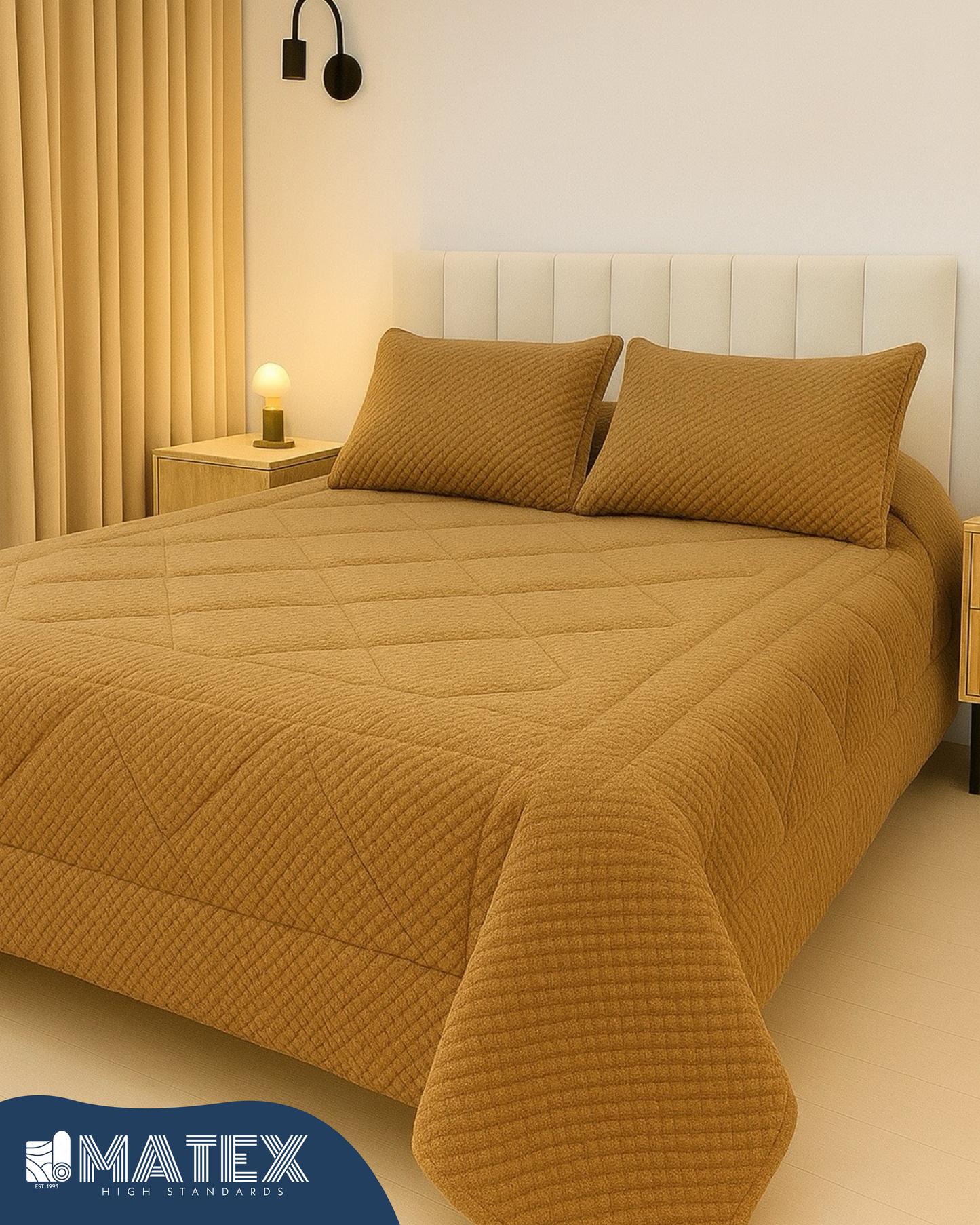 Single Size Coffee Beige Rabbit Faux Fur Sherpa Comforter (2pcs)