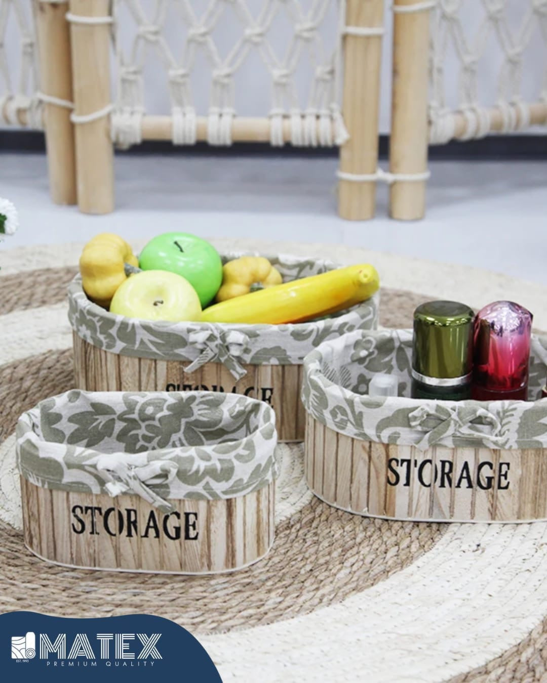 Wooden Woven Basket With fabric For Bread Fruit Vegetable