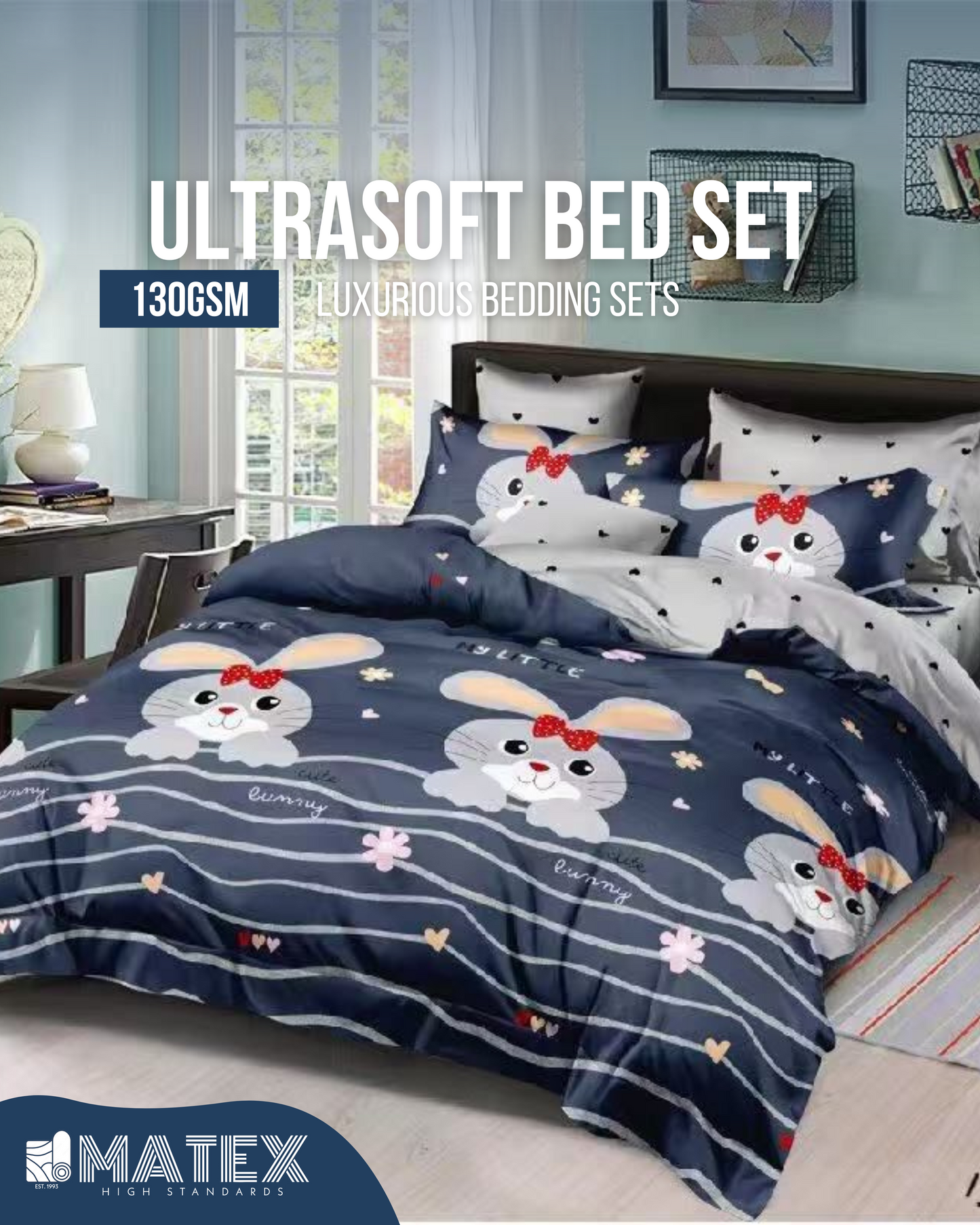 Single size RabbitHole Bed set 130 GSM (3 pcs)