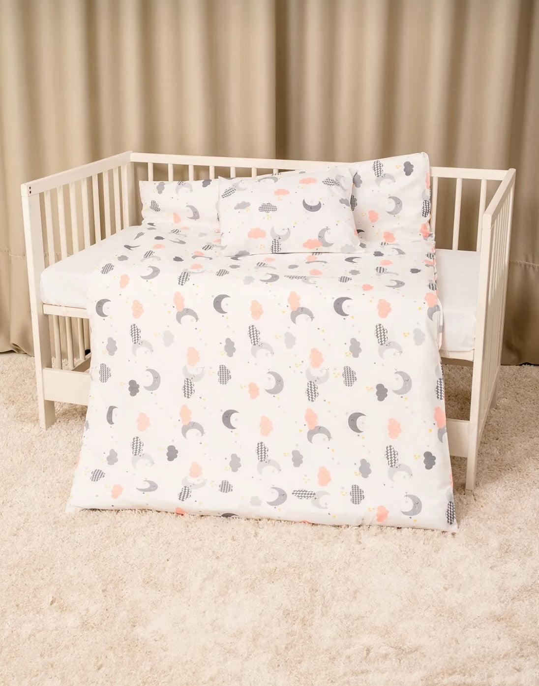 Moons and Stars theme Baby Bed Crib Set 100% Cotton