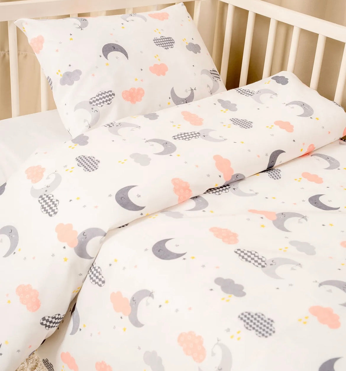 Moons and Stars theme Baby Bed Crib Set 100% Cotton