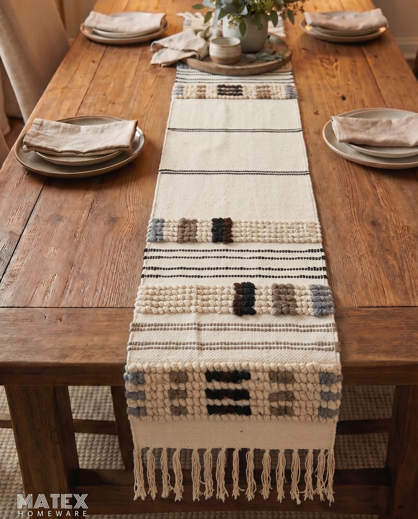 Indian Stripped Table Runner - 35x172 cm