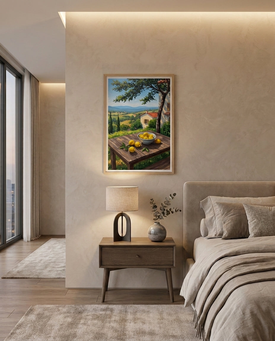 Wood Framed Wall Art – Tuscan Lemon Terrace
