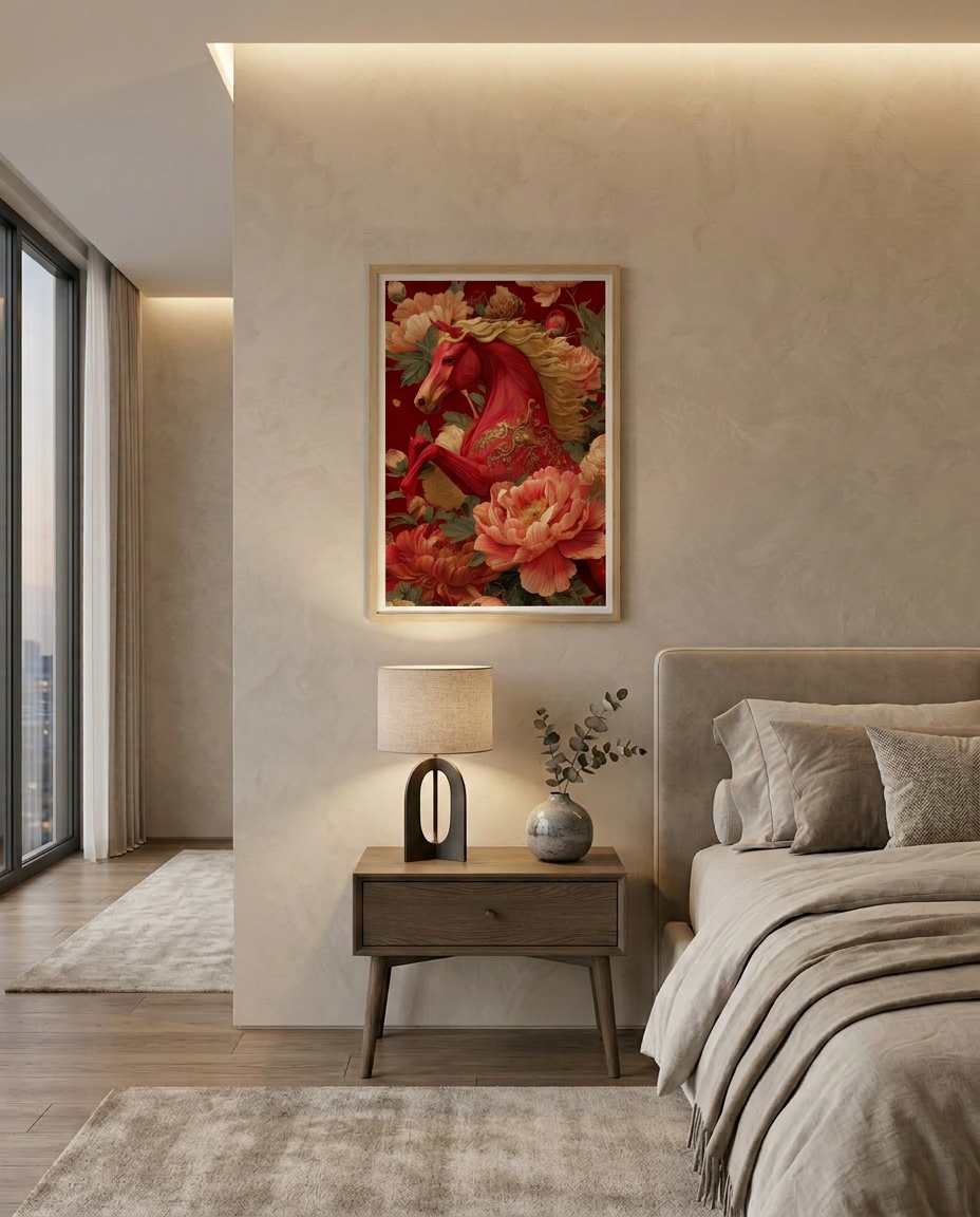 Wood Framed Wall Art – Crimson Majesty