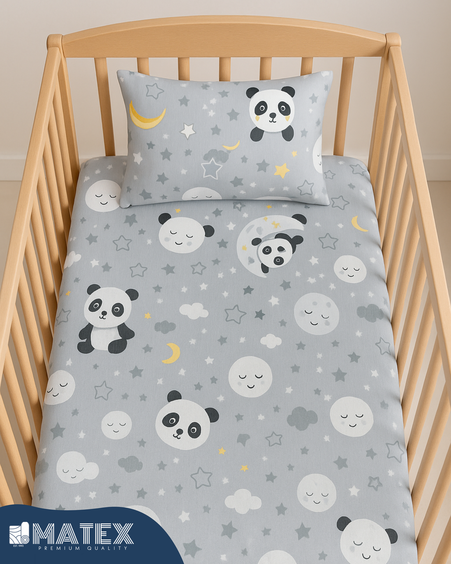 Grey theme Baby Bed Crib Set 100% Cotton