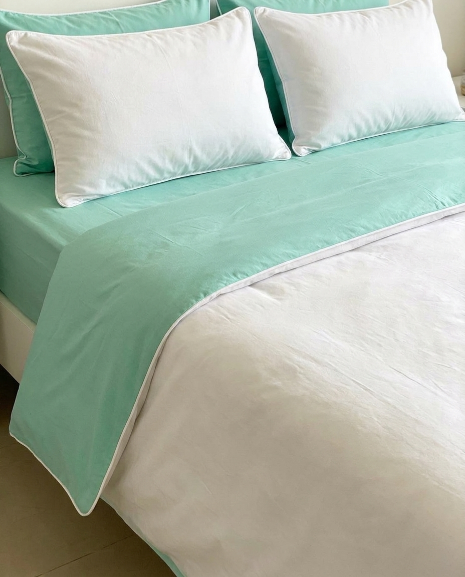Mint Veil SoftBlend - Reversible Bed Set