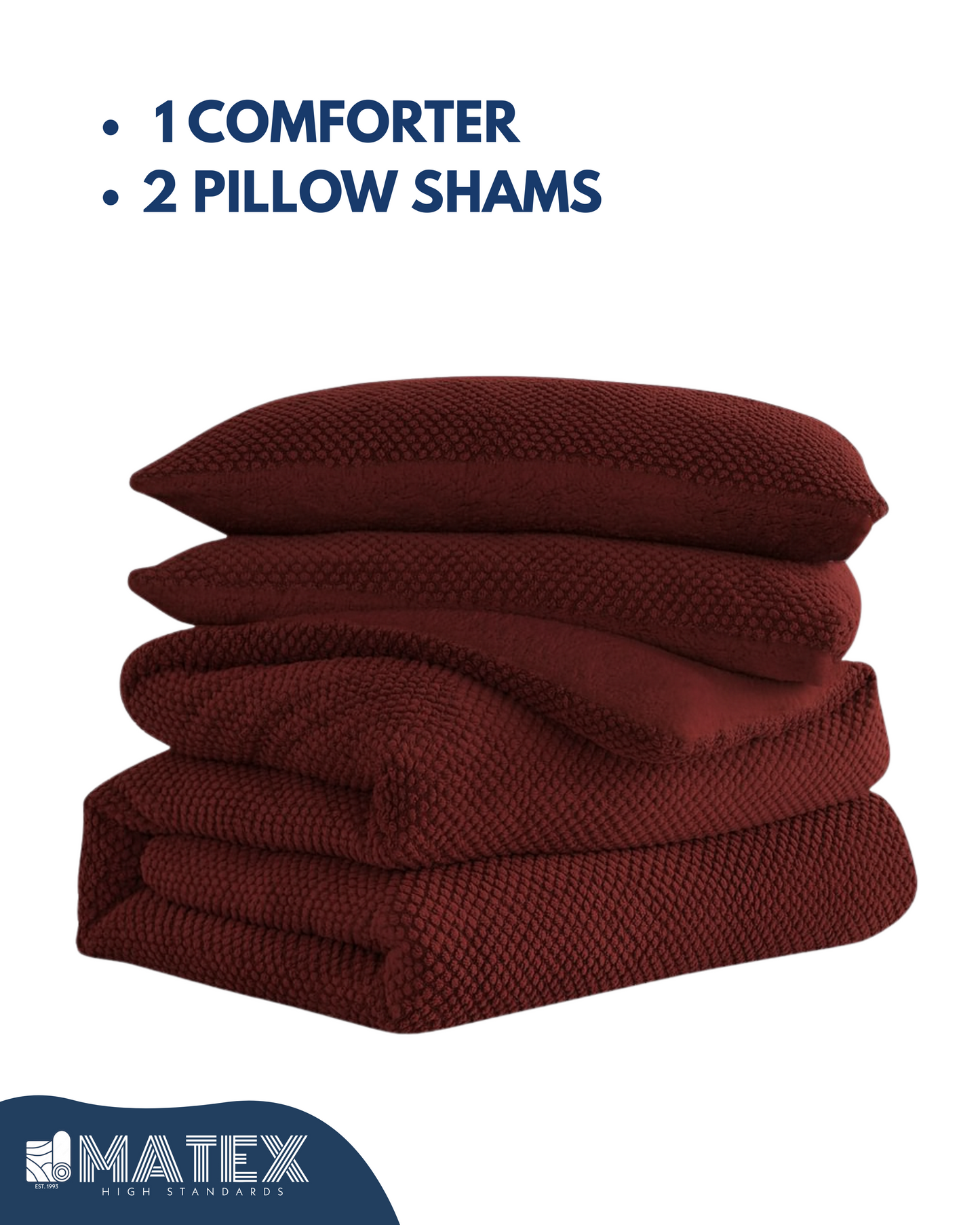 King Size Bordeaux Rabbit Faux Fur Sherpa Comforter set (3 pcs)
