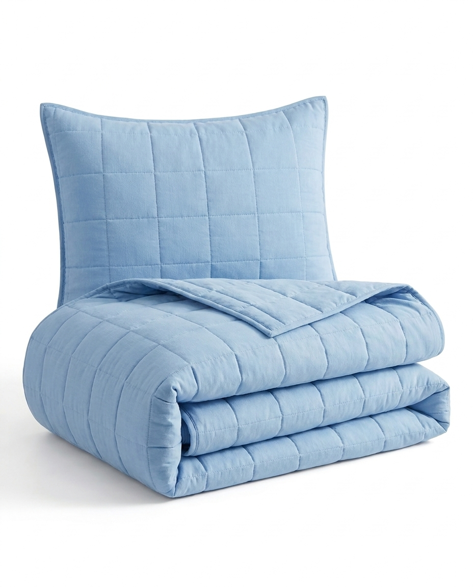 SoftBlend Quilted Coverlet – Sky Mist (Full Set)