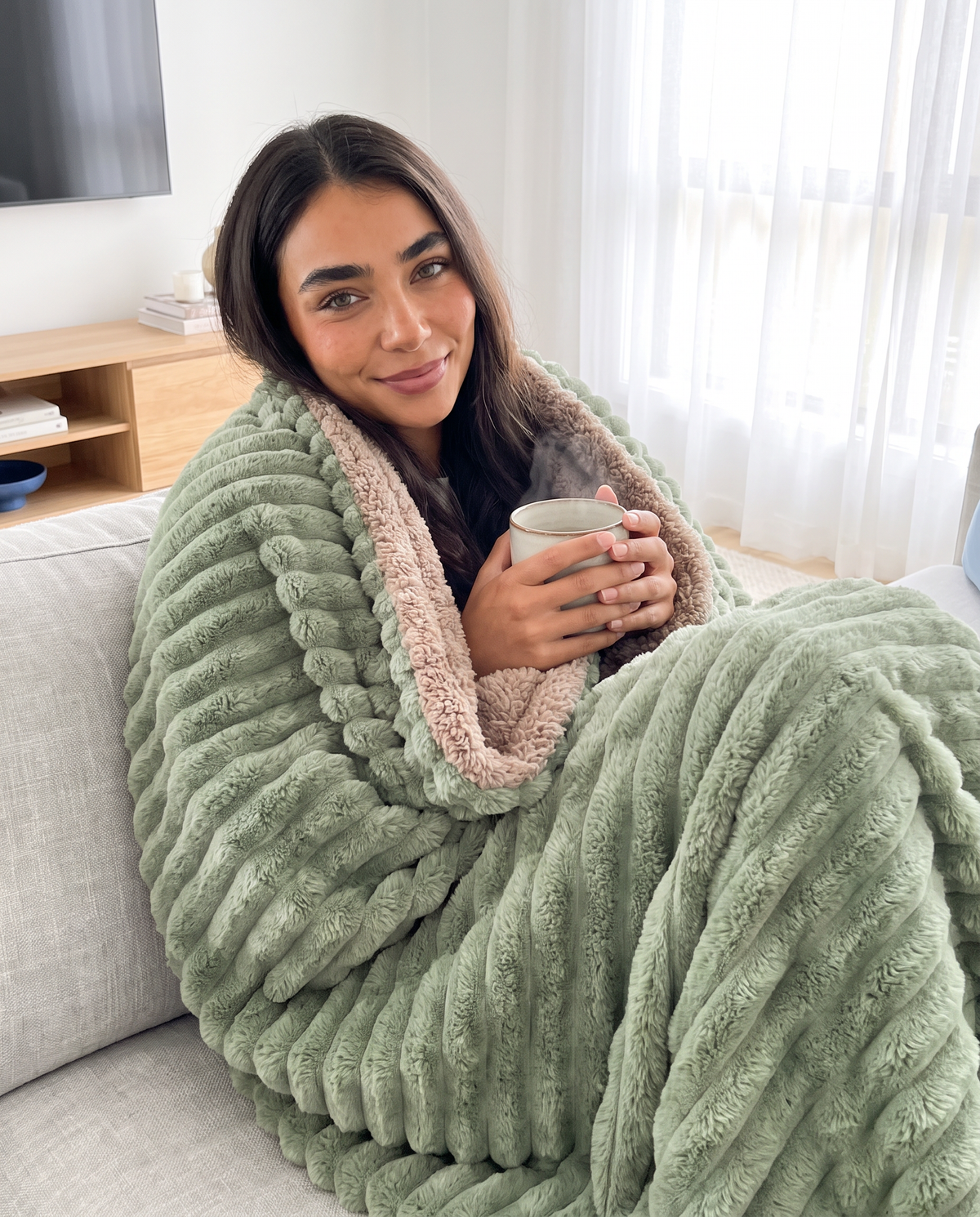 Sage Sand CloudRib™ Plush Sherpa Blanket
