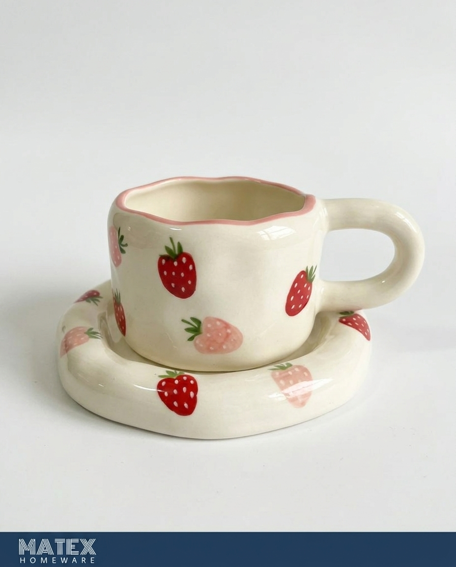 Strawberry Bloom Mug & Saucer Set