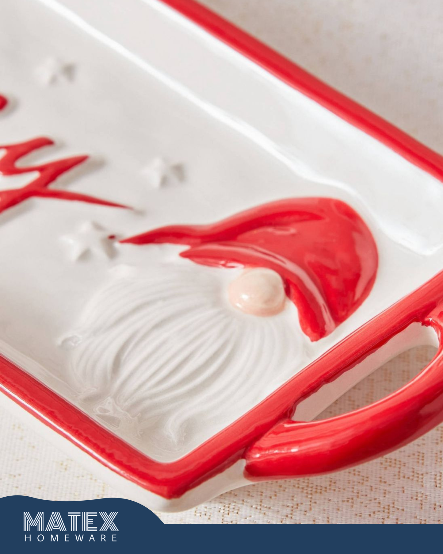 Merry Christmas Ceramic Tray - 28.5x9.5x3