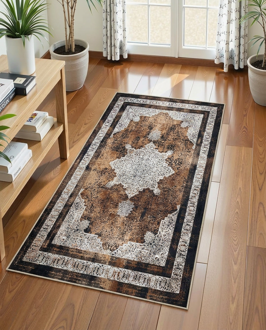 Mocha Heritage Printed Soft Rug 80x150cm – MATEX HOME