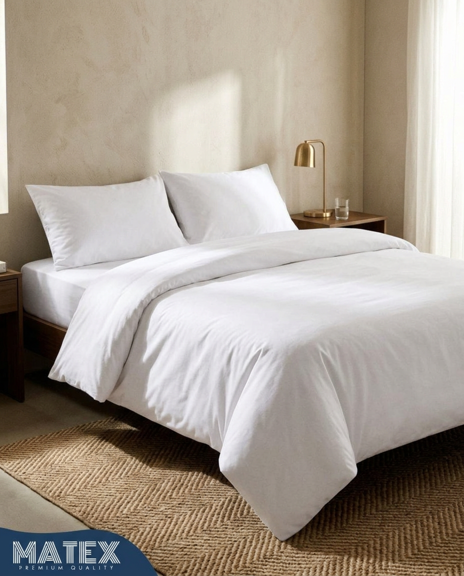 White Full Bed Set Cotton 180TC