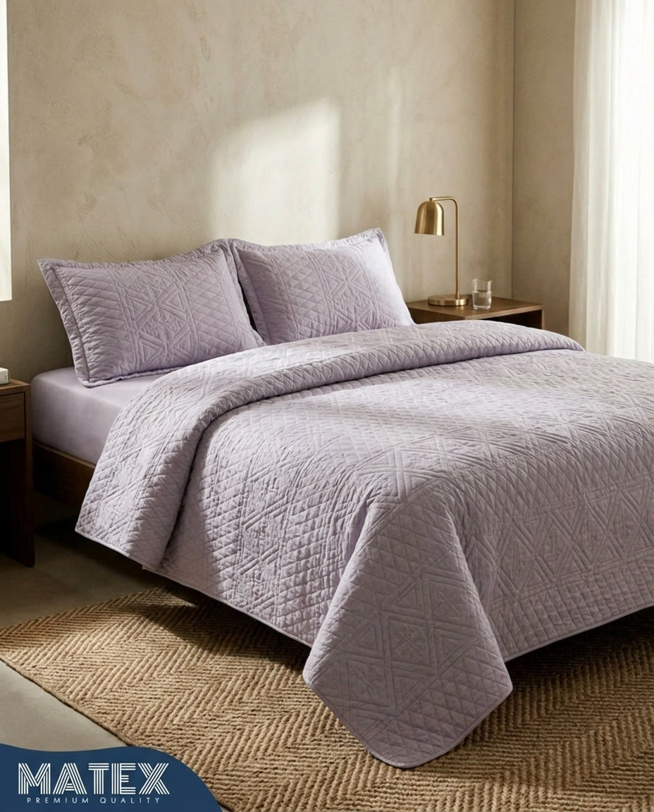 Velora Luxe Mist Lilac Bedspread couverlit