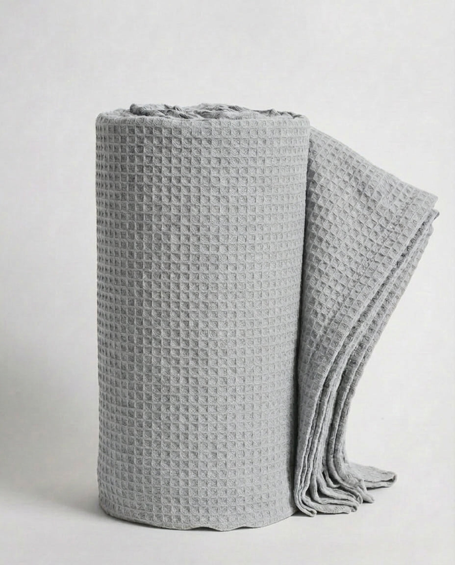 Grey Cotton Piqué Blanket