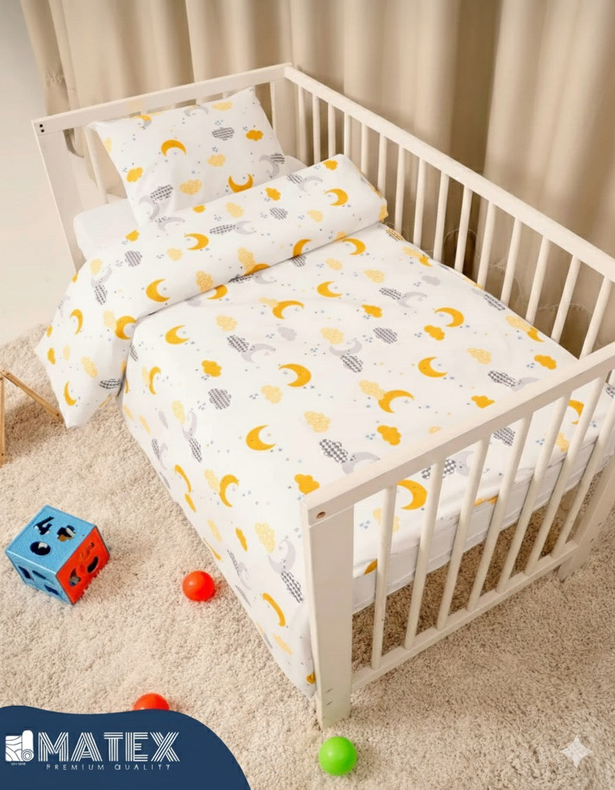 Yellow Nights theme Baby Bed Crib Set 100% Cotton