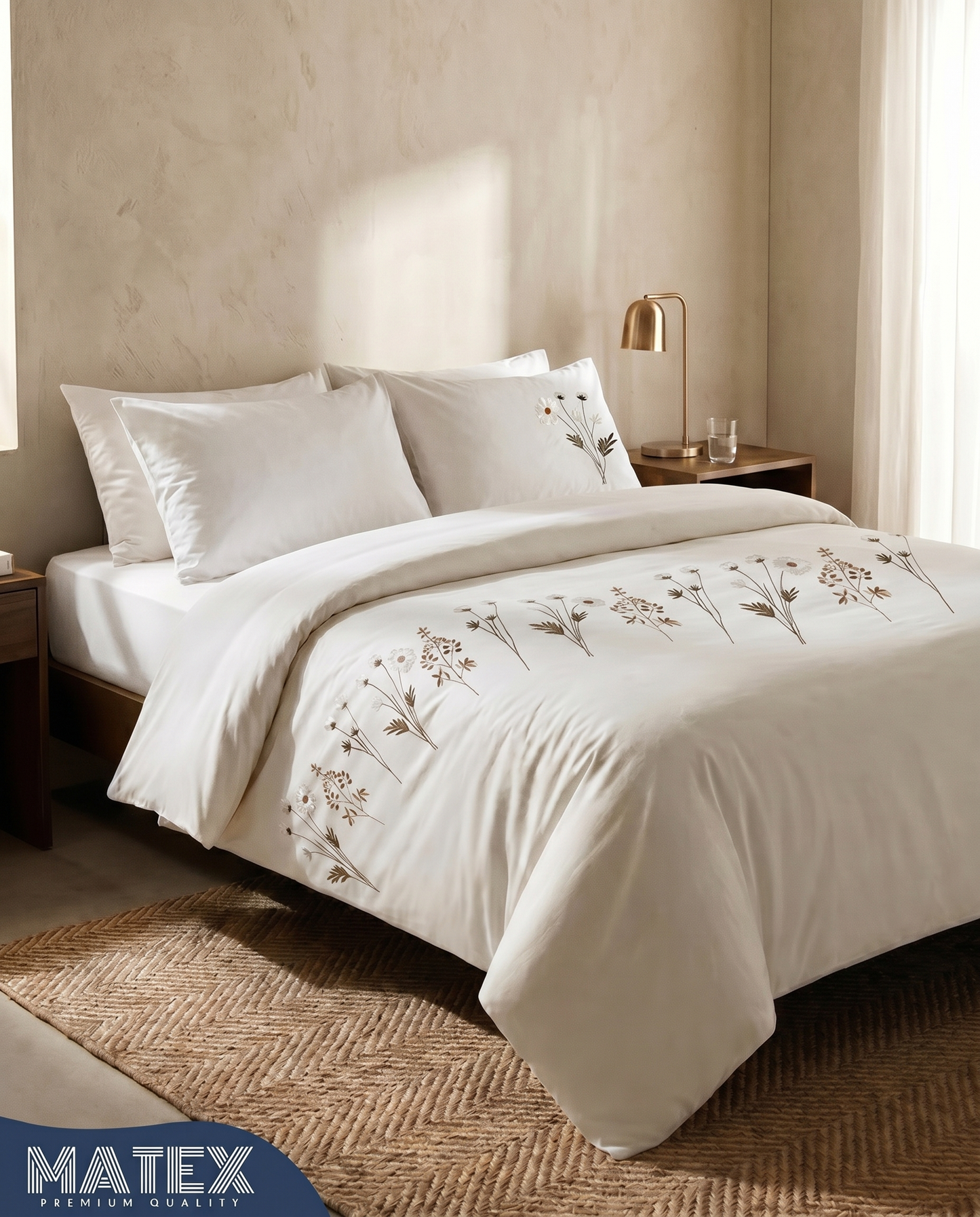 Jardin des Tuileries Cotton Embroidered Bed Set (4pcs)