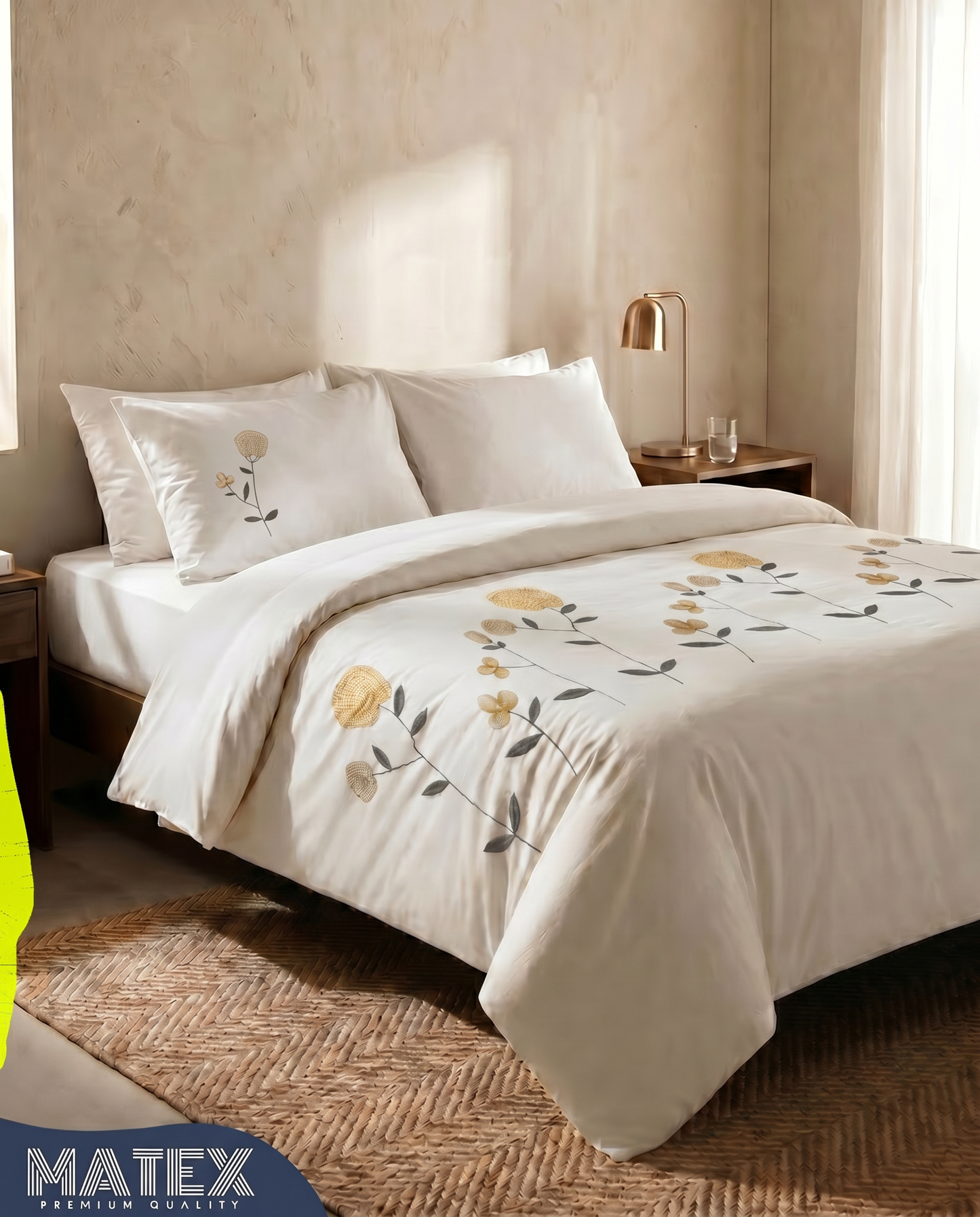 Palais-Royal Garden Cotton Embroidered Bed Set (4pcs)
