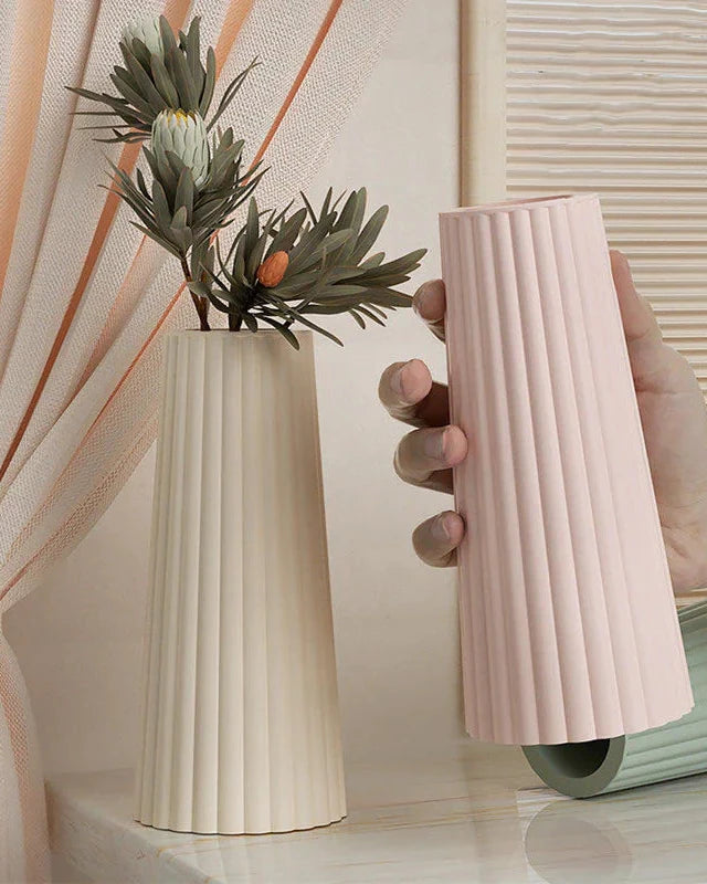 Fluted Grooved Ceramic Vase