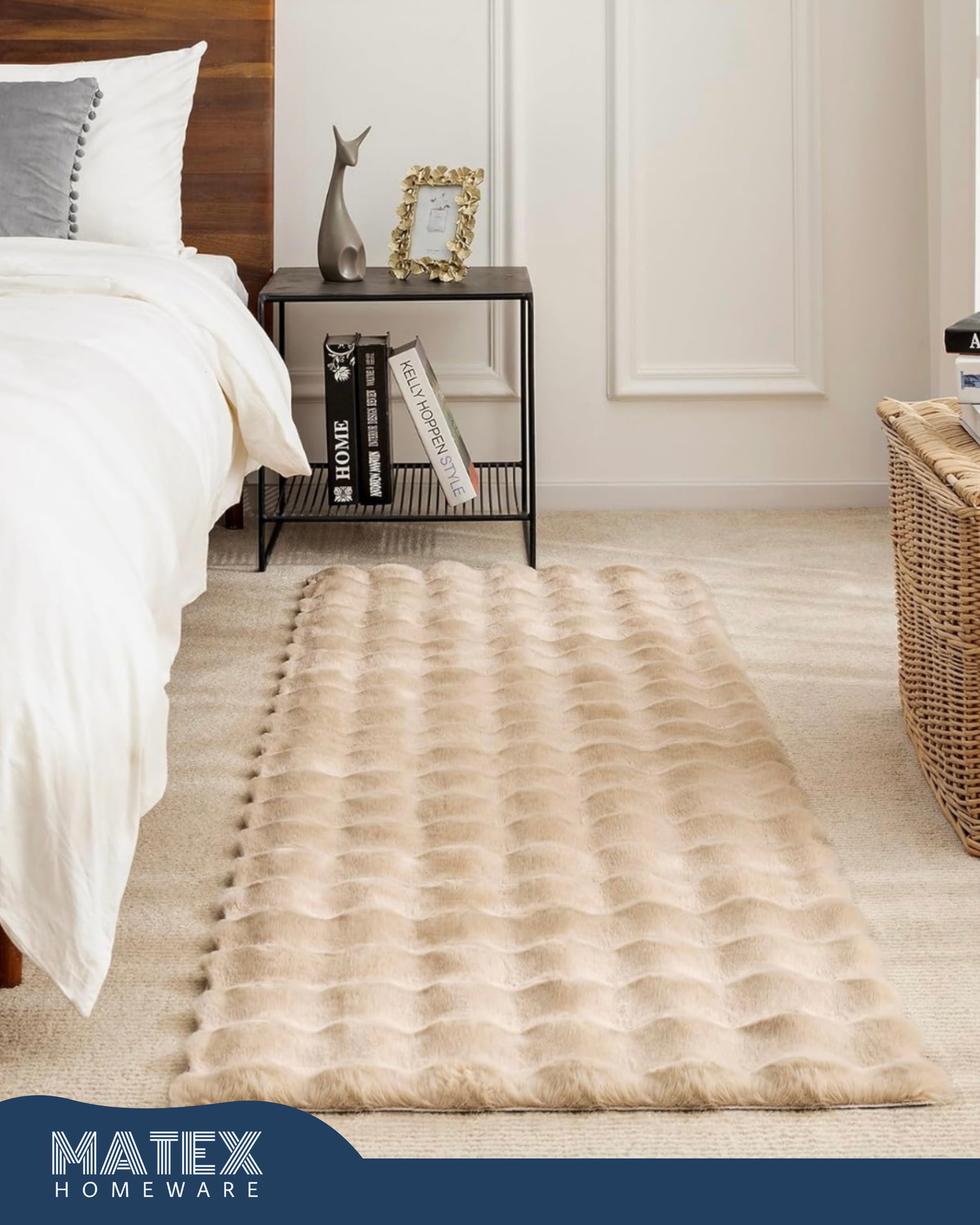 Fluffy Soft Rabbit Furr Premium 3D Bubble Rug