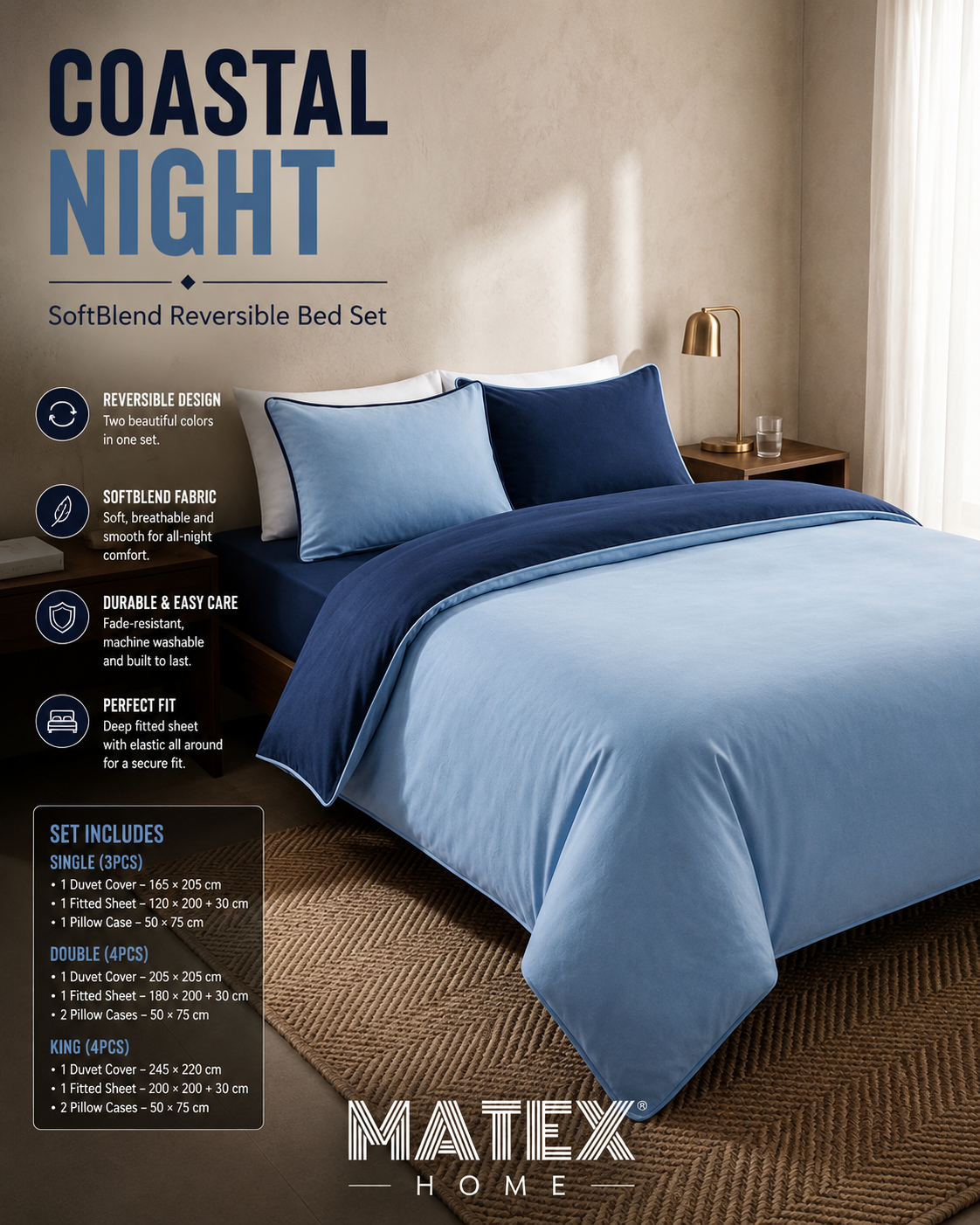 Coastal Night SoftBlend - Reversible Bed Set