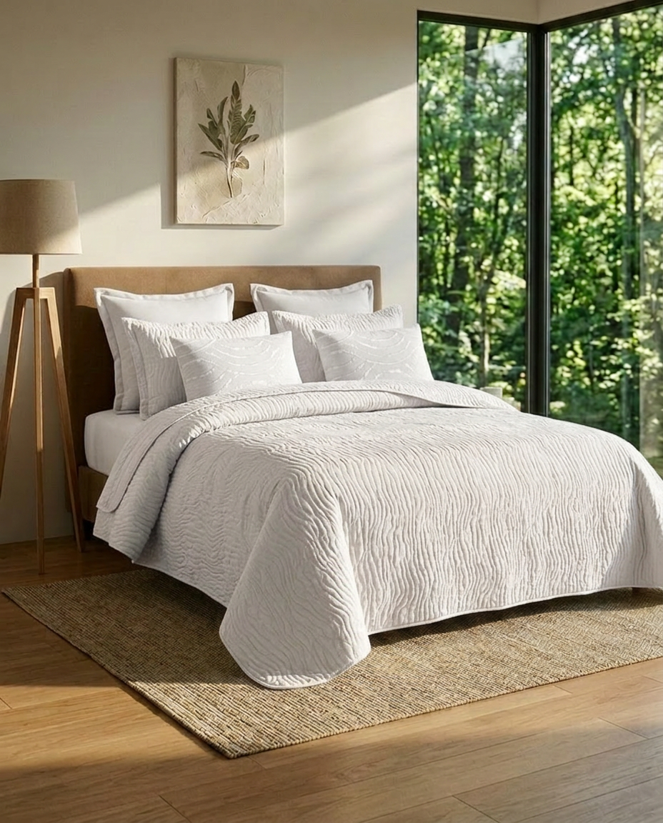 WhisperWave Off-White Bedspread Set (6pcs)