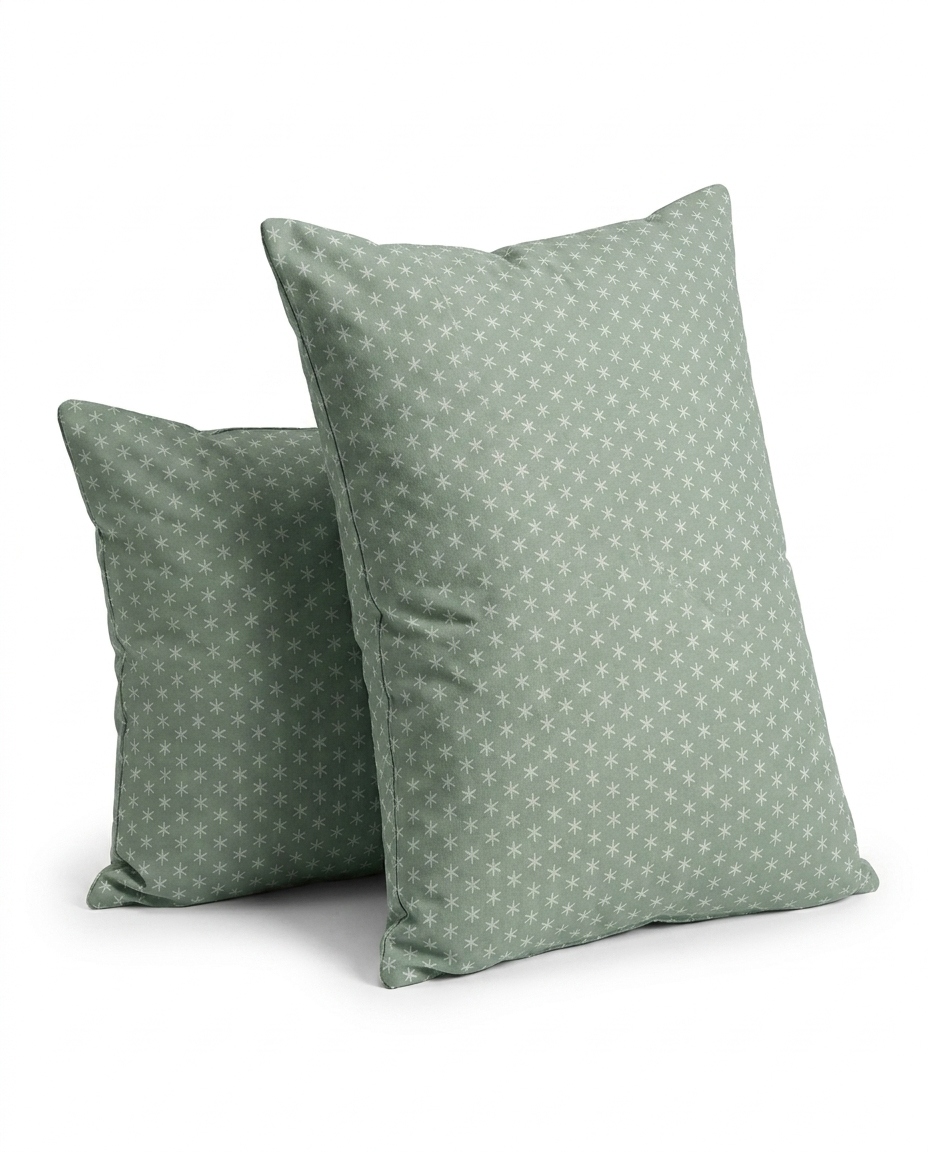 Burberry Sage Star Cotton Pillow Case - Envelope Enclosure - 2 Pack