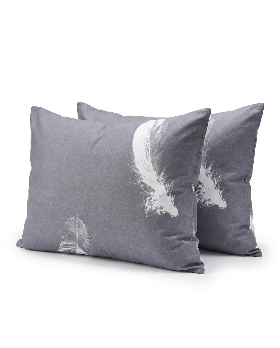 Feather Pattern Pillow Case - Envelope Enclosure - 2 Pack