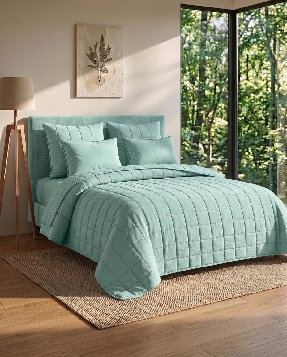 SoftBlend Coverlet – Aqua Mint (Full Set)