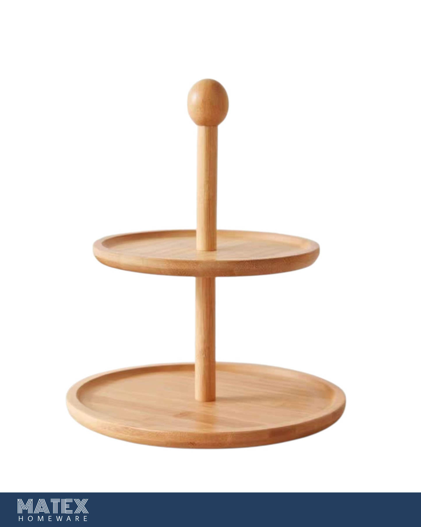 Round Table Display Bamboo 2 shelves