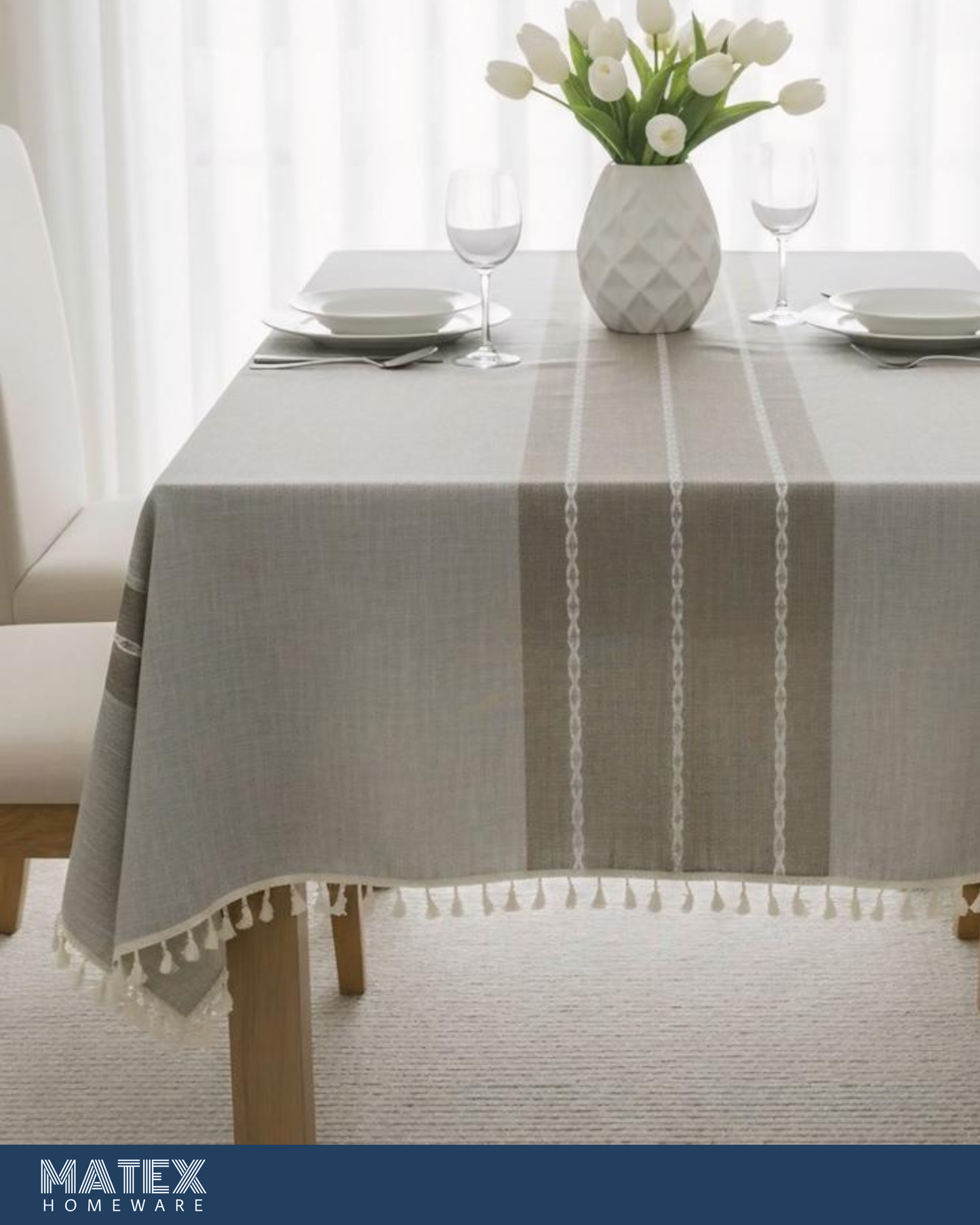 Simple Gradient Beige Premium Linen Table Cover - 140x220 cm