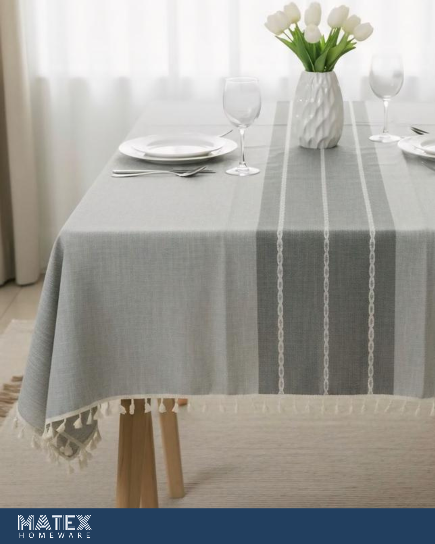 Simple Gradient Grey Premium Linen Table Cover - 140x220 cm