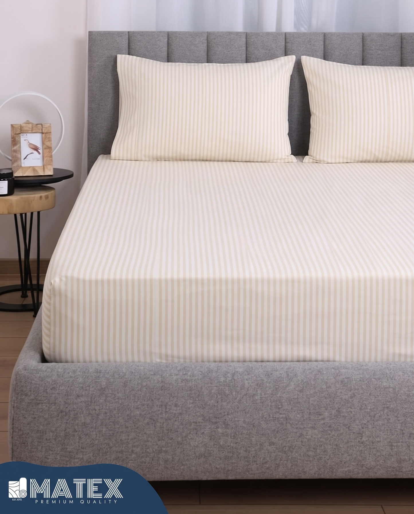CottonLine™ Ivory Stripe Fitted Sheet Set