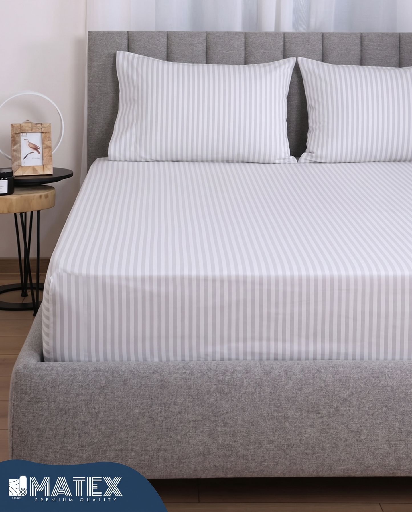 CottonLine™ Greige Stripe Fitted Sheet Set