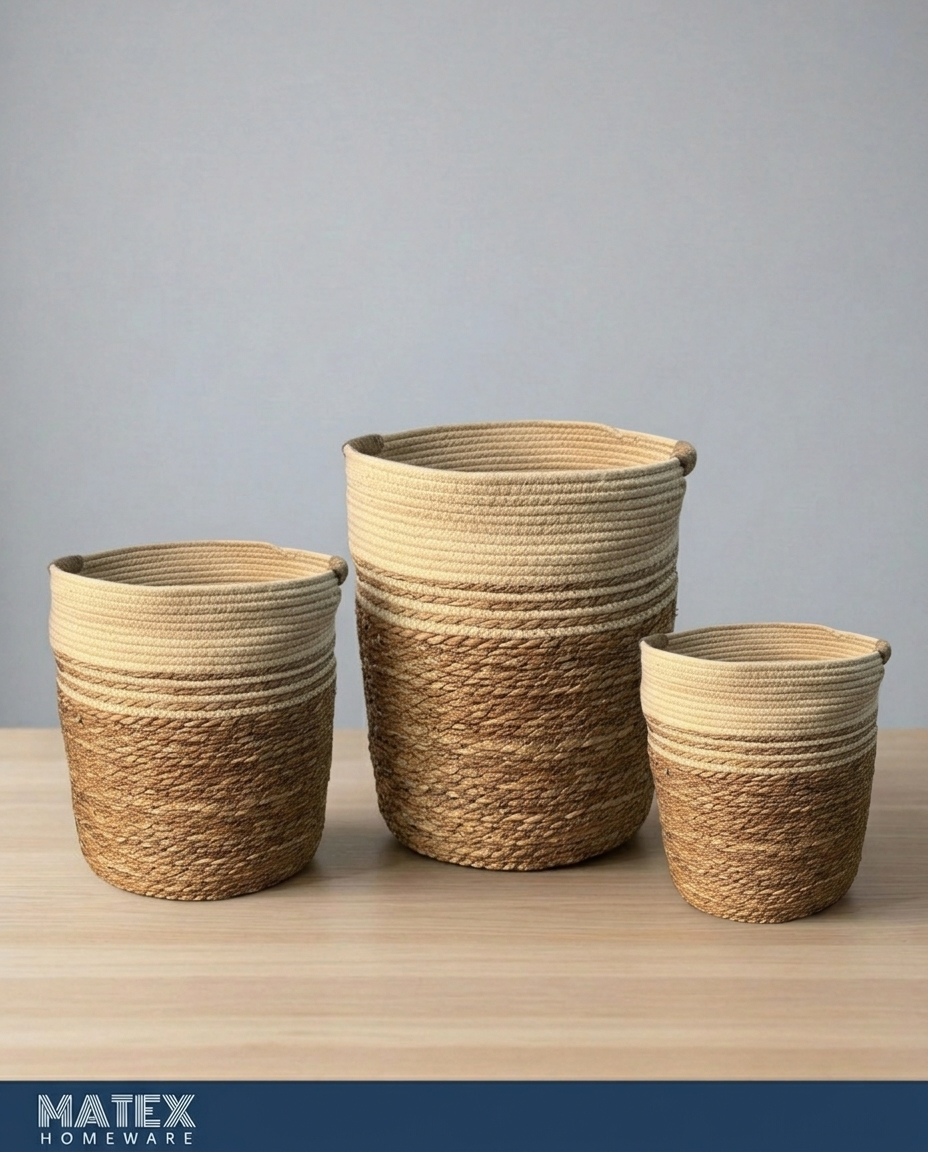 Dune Duo-Tone Woven Basket Set
