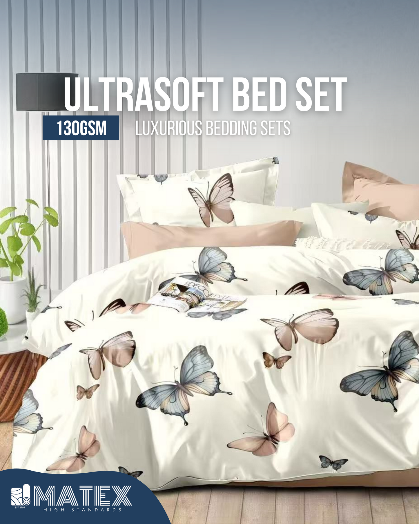 Single size Off-White Bed set 130 GSM (3 pcs)