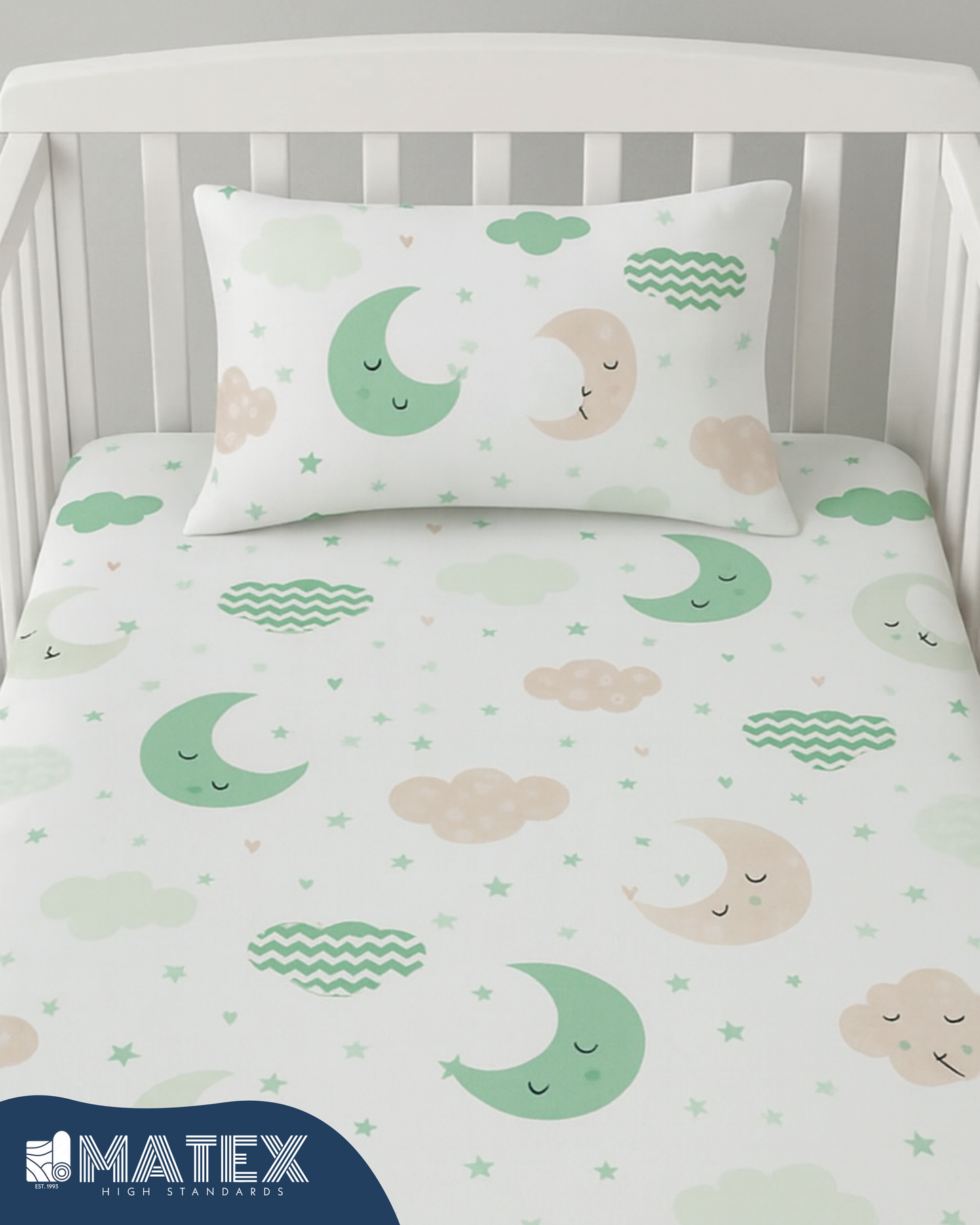 Light Green Nights theme Baby Bed Crib Set 100% Cotton