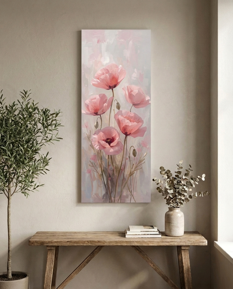 (Pre-Order: 10 days) Rosé Poppies — Panoramic Canvas