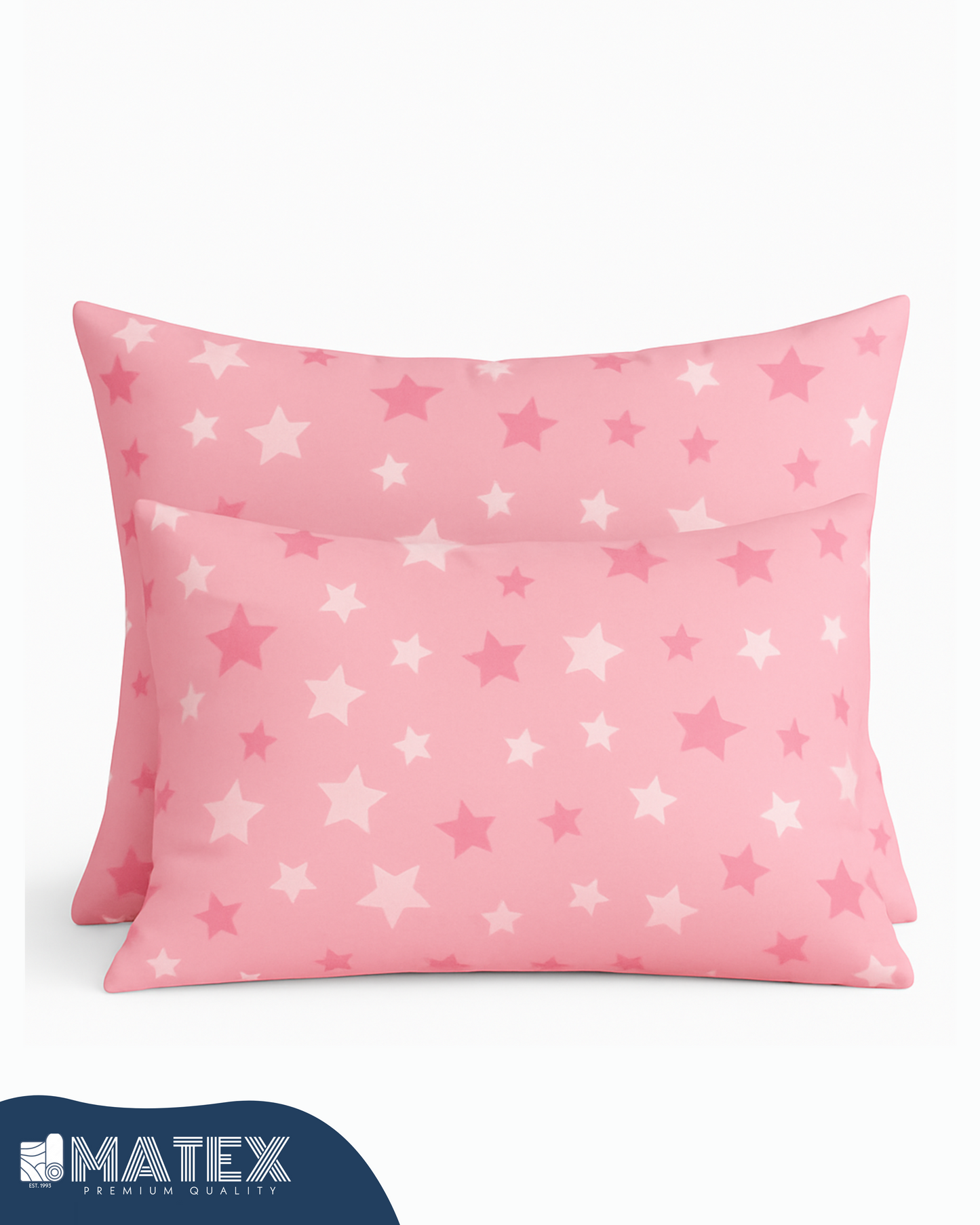 Pink Star Cotton Pillow Case - Envelope Enclosure - 2 Pack