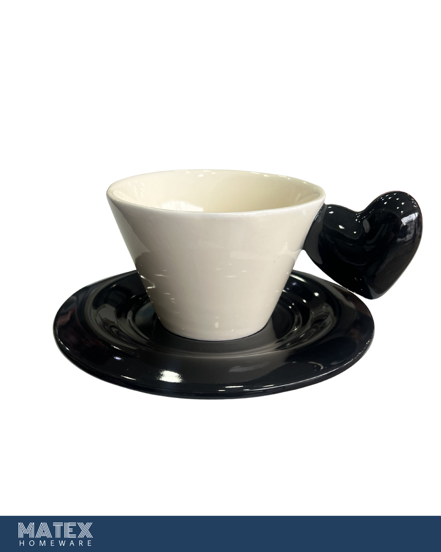 Classic B/W Mug & Saucer Set – Romantic Edition