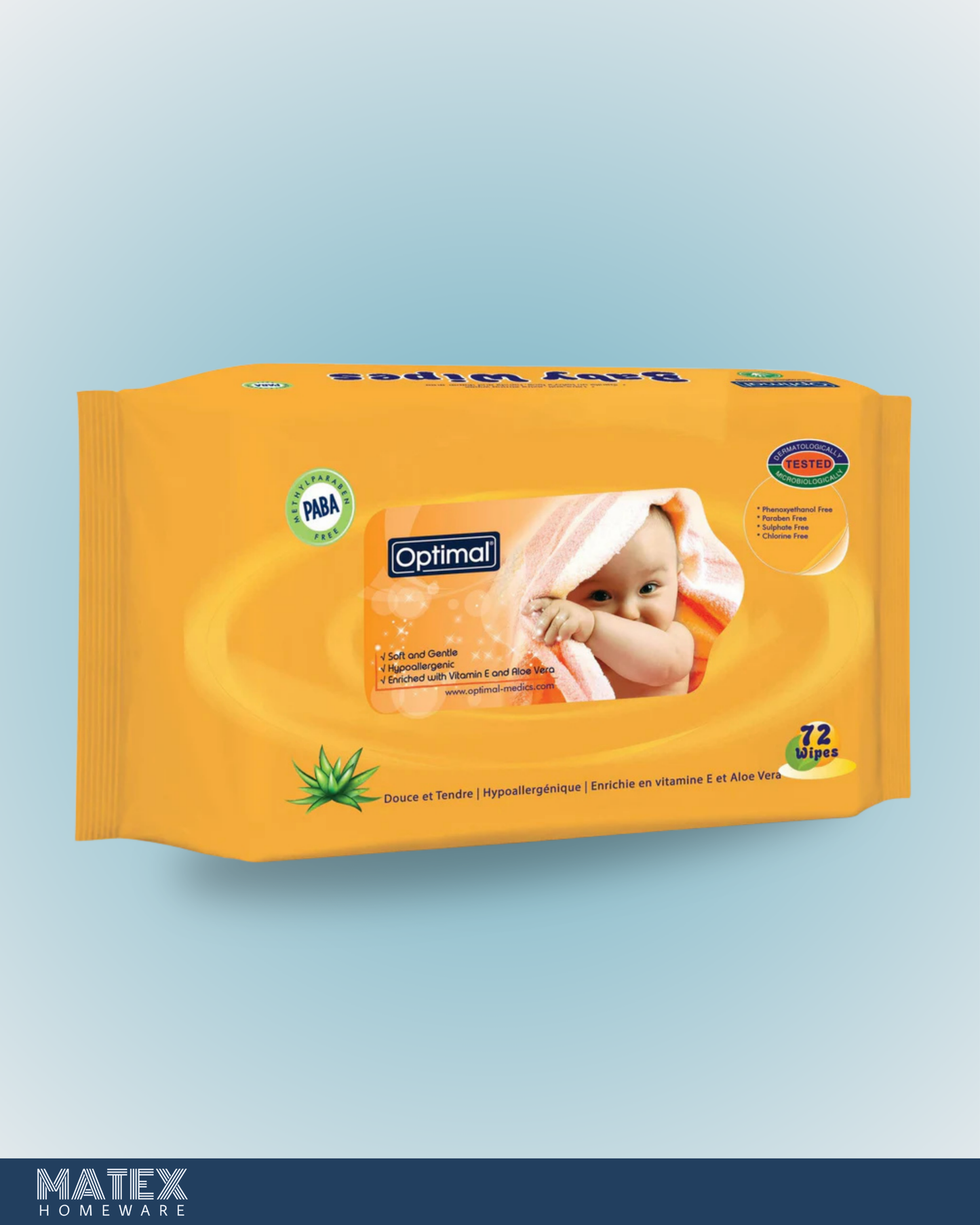 Optimal Baby Wipes With Plastic Lid 72 Pcs