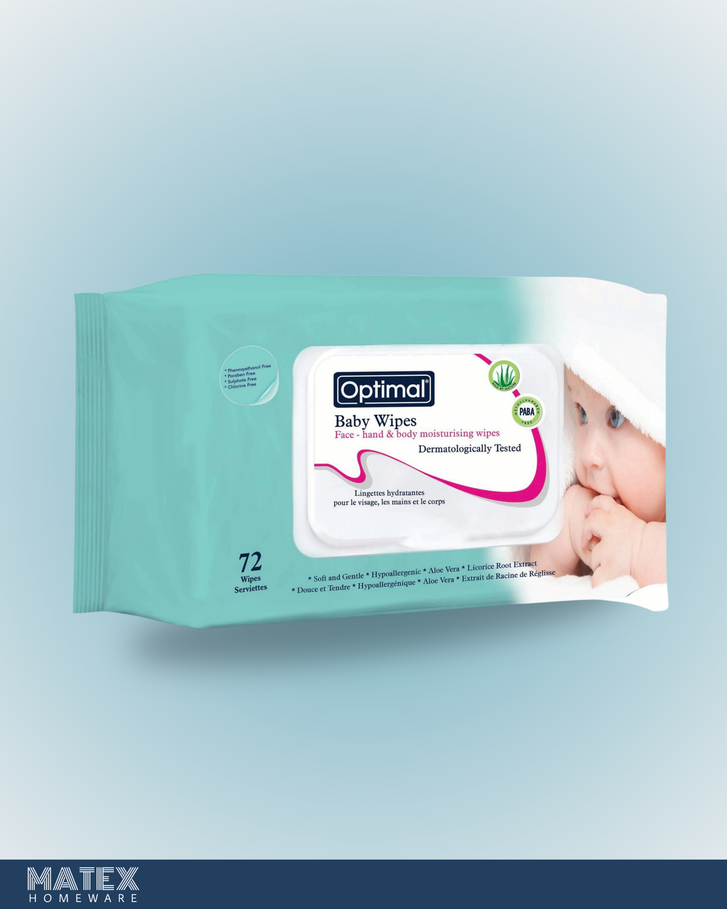 OPTIMAL ORGANIC BABY WIPES 72 W