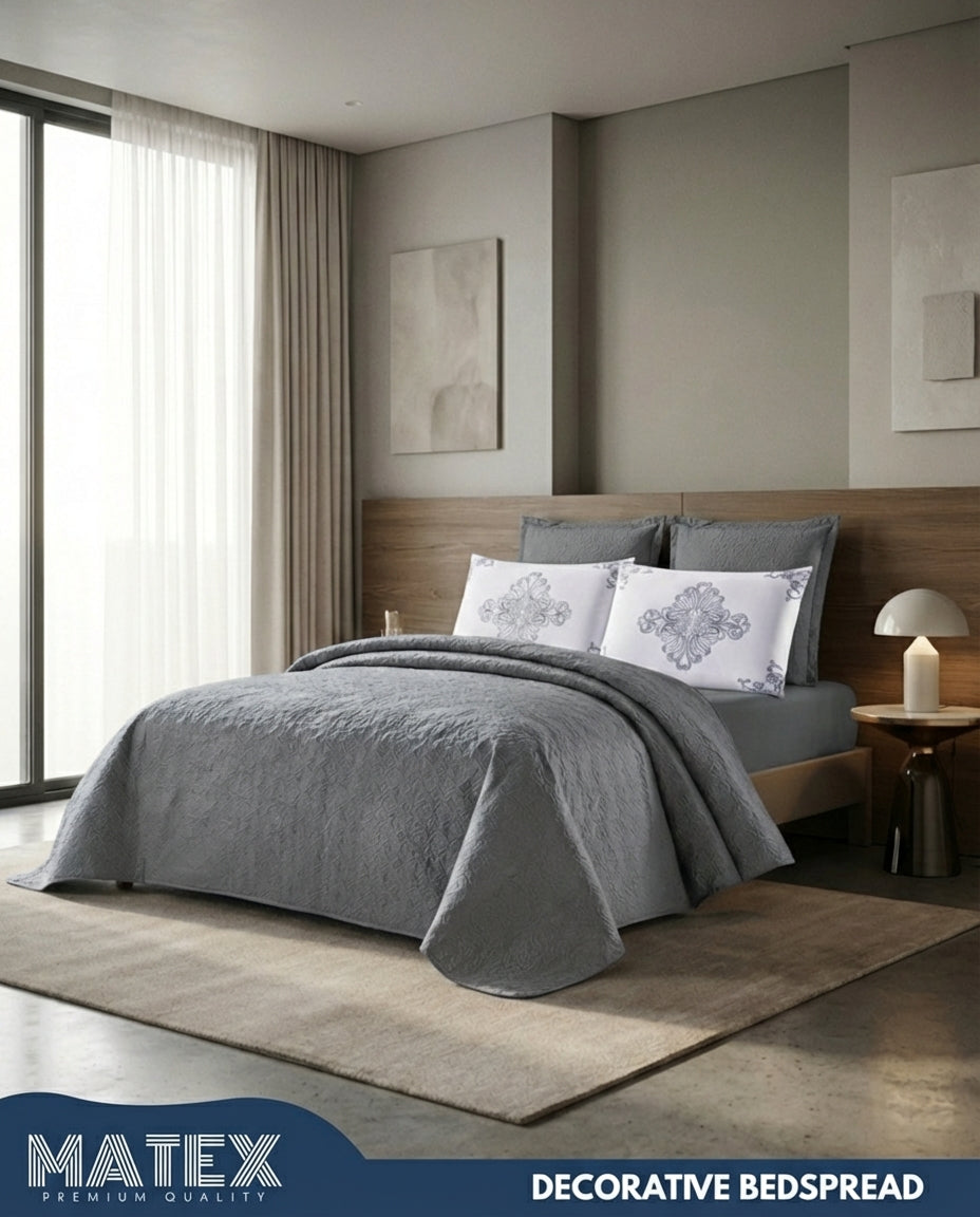 King size Grey Elegant Bedspread (6pcs)