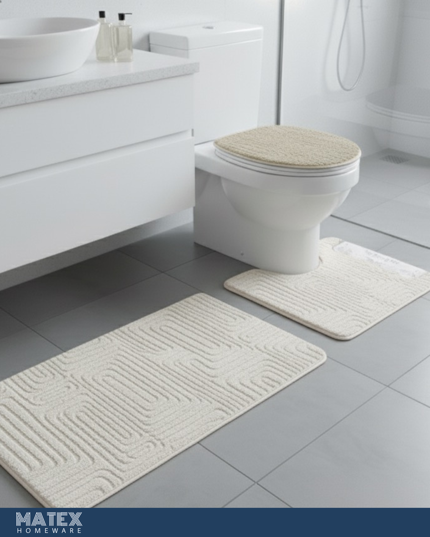 Decorative Boho Bathroom Mat Set (3pcs)