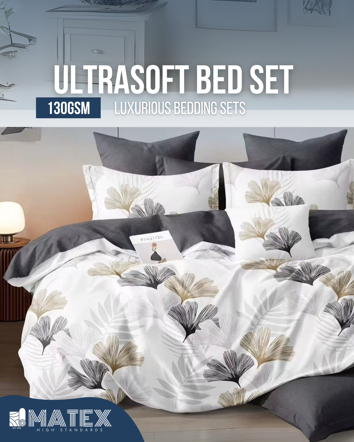 Double size DarkFlower Bed set 130 GSM (4 pcs)