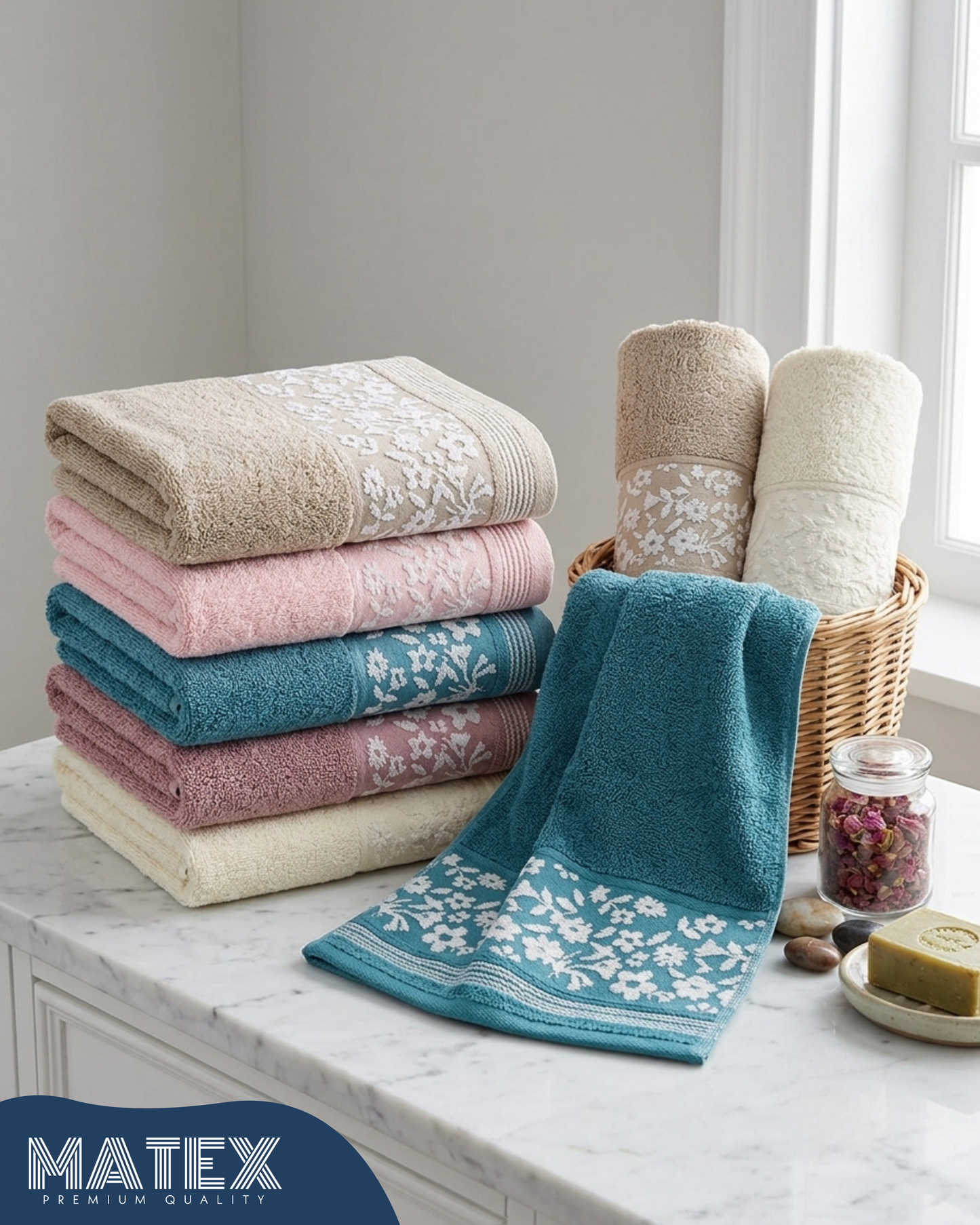FlowerGarden Cotton Medium Towels 50x90cm