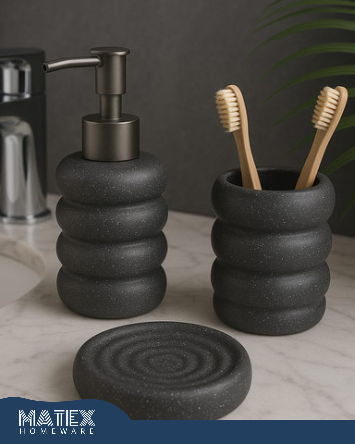 Bubble Modern Black Bathroom Accessory Kit (3pcs)