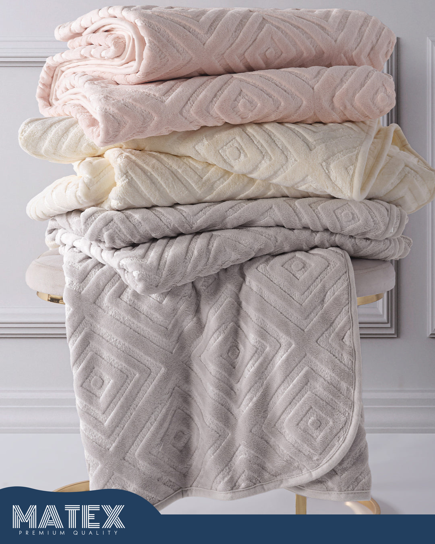 Mumbay Blanket | 220x240 King Pale Gold Embossed